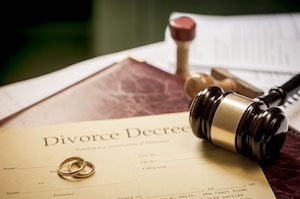 Divorce Decree, Rings and Gavel